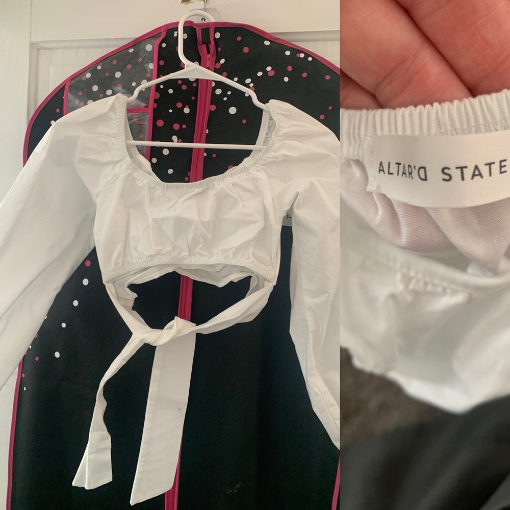 Altar'd State Elegant White Tie-Front Top